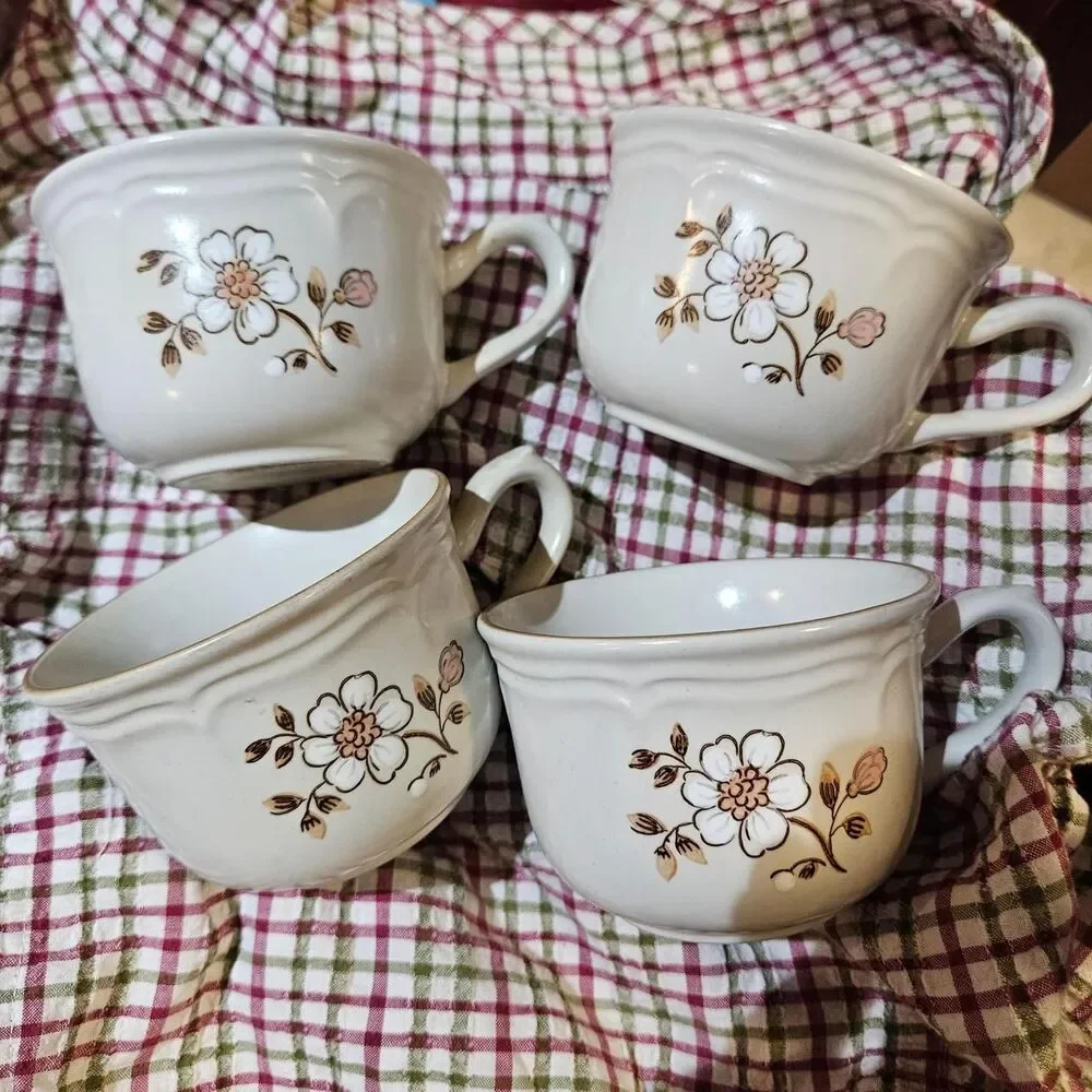 vintage cottagecore coquette brown pink floral mugs Covington Edition